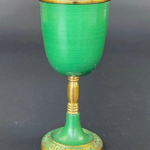 Vintage Brass Enameled Kiddush Cup - Made in Israel - 4 3/8" Tall - Picture 6 of 8